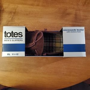 NWT Totes Men's Microsuede Boater Slippers